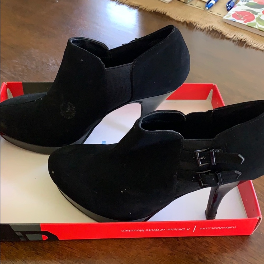 Black suede heels